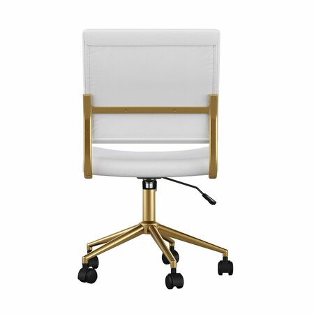 Martha Stewart Ivy Upholstered Office Chair in White/Polished Brass CH-220921-1-WH-GLD-MS